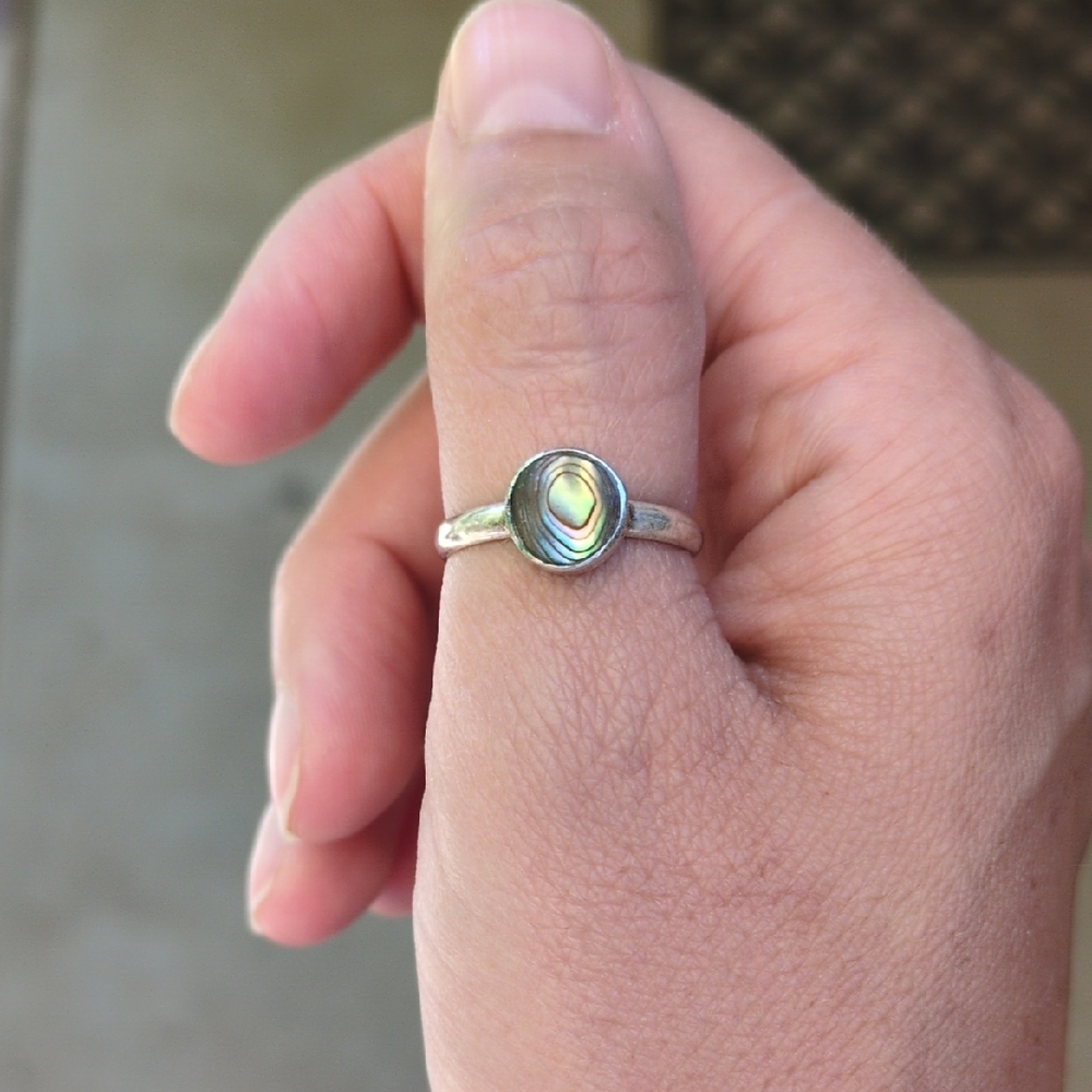 Silver Abalone Ring, Size 7